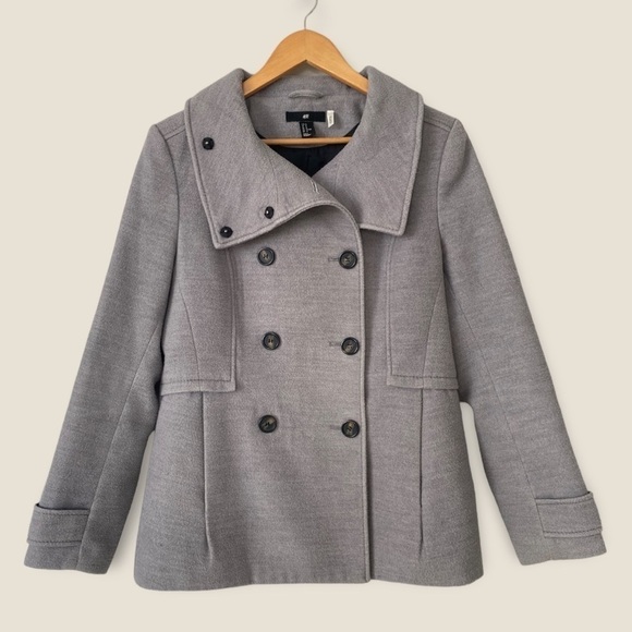 H&m Gray Pea Coat - Picture 1 of 8
